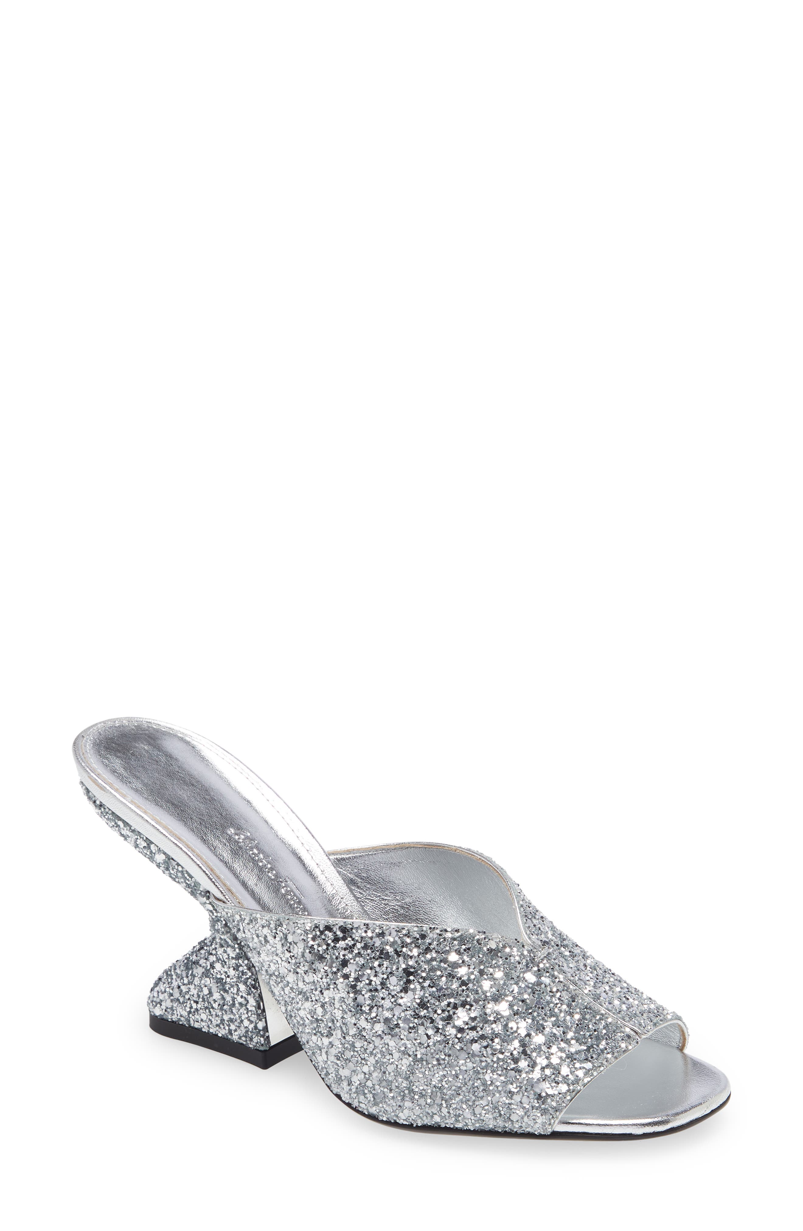 FERRAGAMO Salvatore Ferragamo Sansu Glitter F-Heel Sandal, Main, color, 