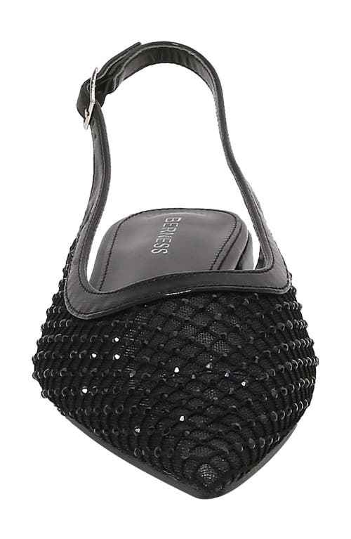 BERNESS BERNESS KENNA RHINESTONE FISHNET SLINGBACK POINTED TOE SKIMMER FLAT