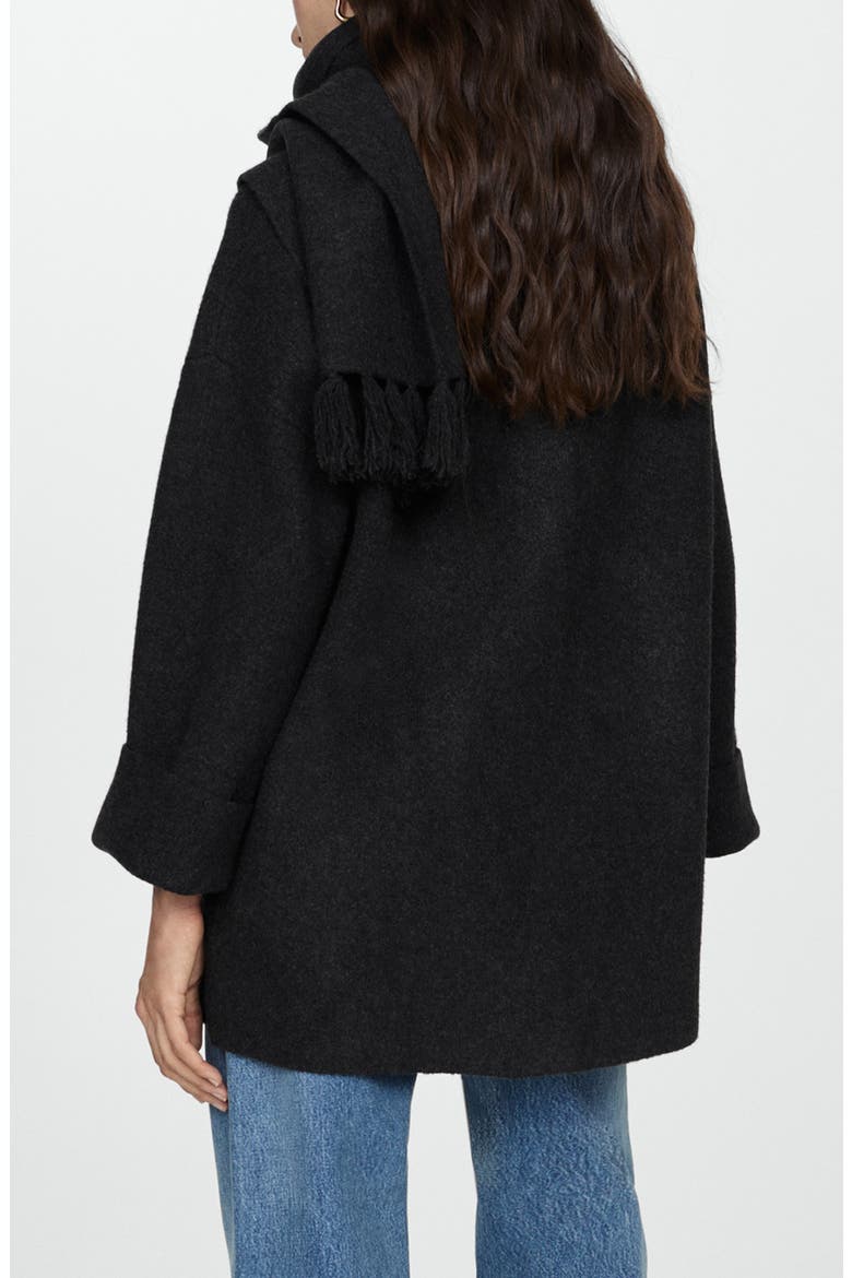 Felt Coat with Removable Scarf Detail, Alternate, color, CHARCOAL