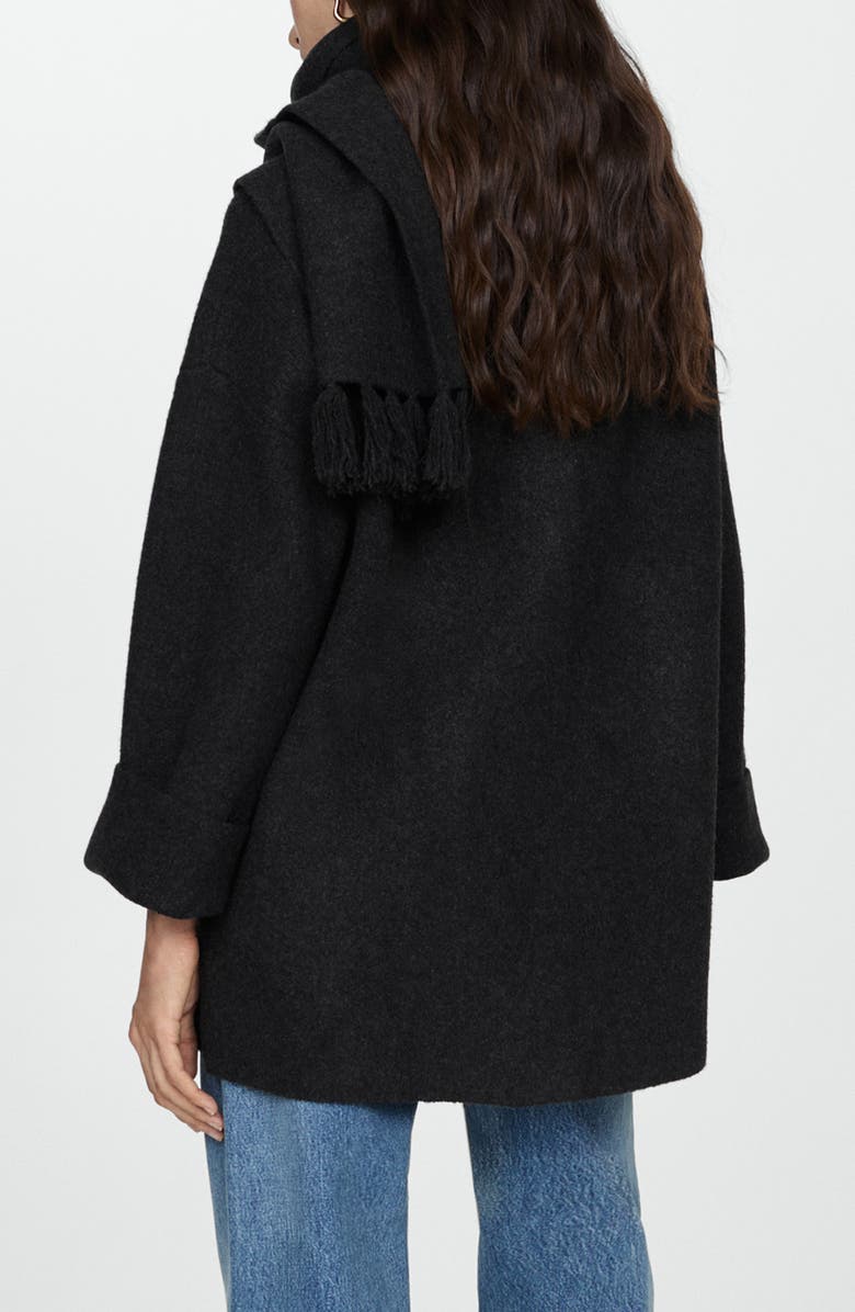 MANGO Felt Coat with Removable Scarf Detail, Alternate, color,