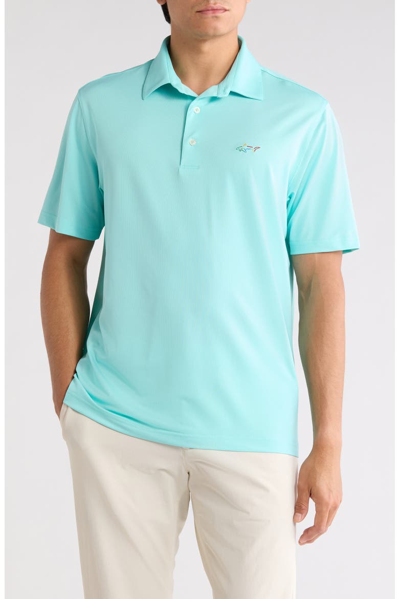 Oyster Pique Performance Polo, Main, color, ICE TEAL