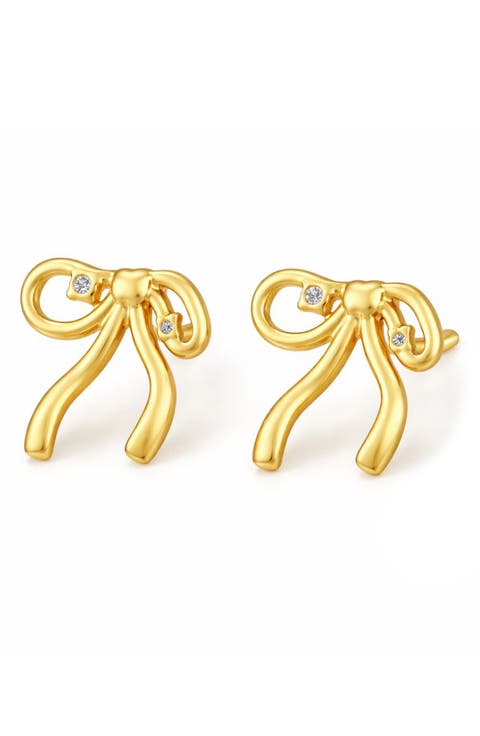 Cubic Zirconia Bow Stud Earrings
