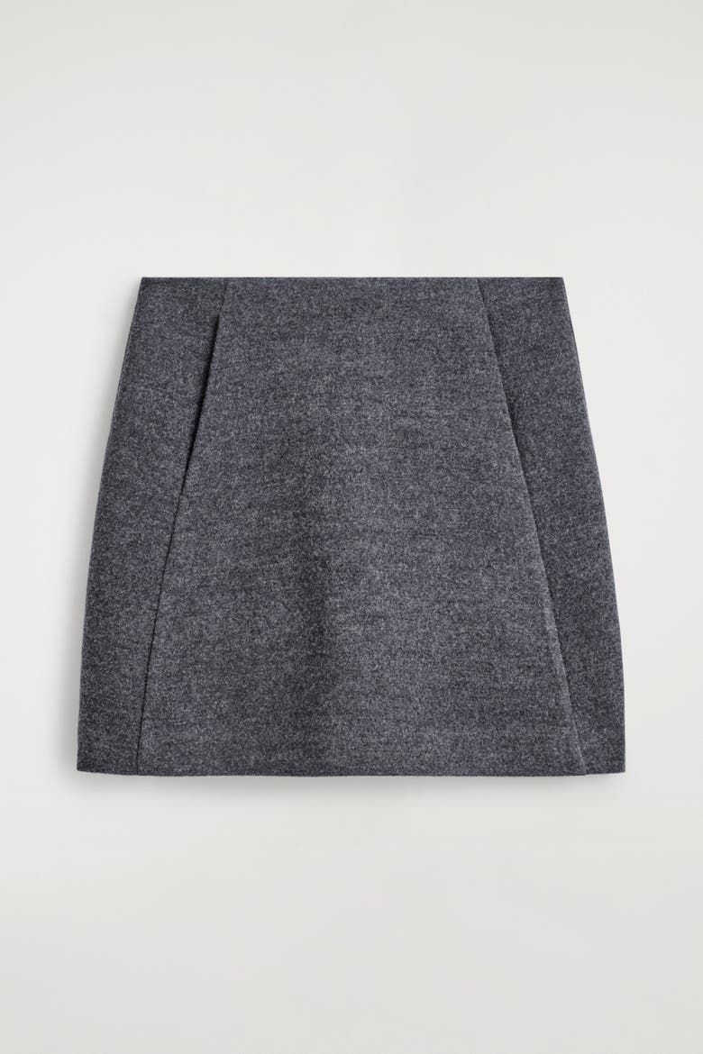 Boiled Merino Wool Mini Skirt, Alternate, color, GRAY