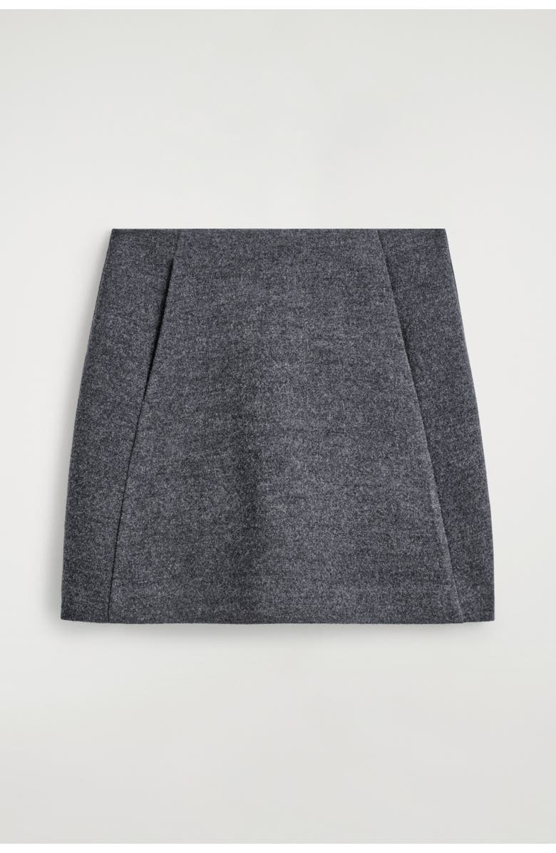 COS Boiled Merino Wool Mini Skirt, Alternate, color, Gray