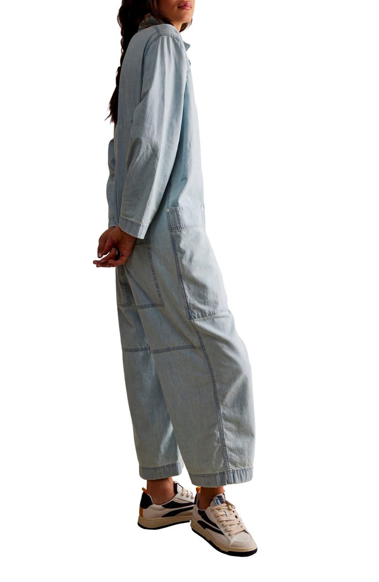 Free People Margarita Long Sleeve Denim Jumpsuit, Alternate, color, 