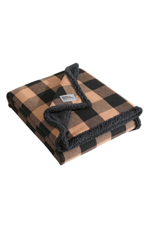 Cabin Plaid Faux Shearling Throw Blanket