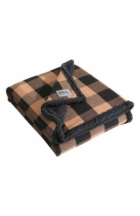Eddie Bauer Cabin Plaid Faux Shearling Throw Blanket