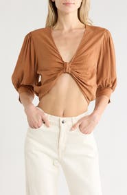 Young, Fabulous & Broke Miranda Linen Blend Crop Top