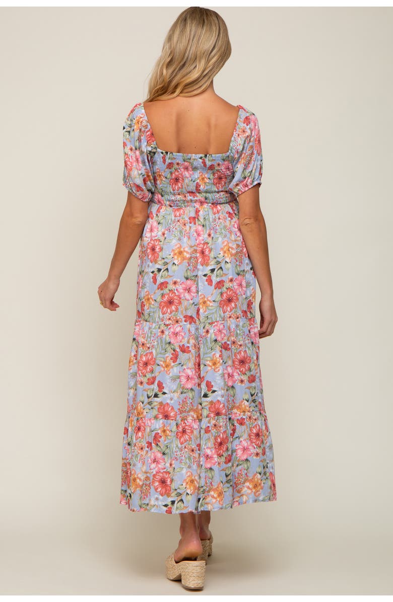PinkBlush Floral Smocked Square Neck Tiered Maxi Dress, Alternate, color, Blue