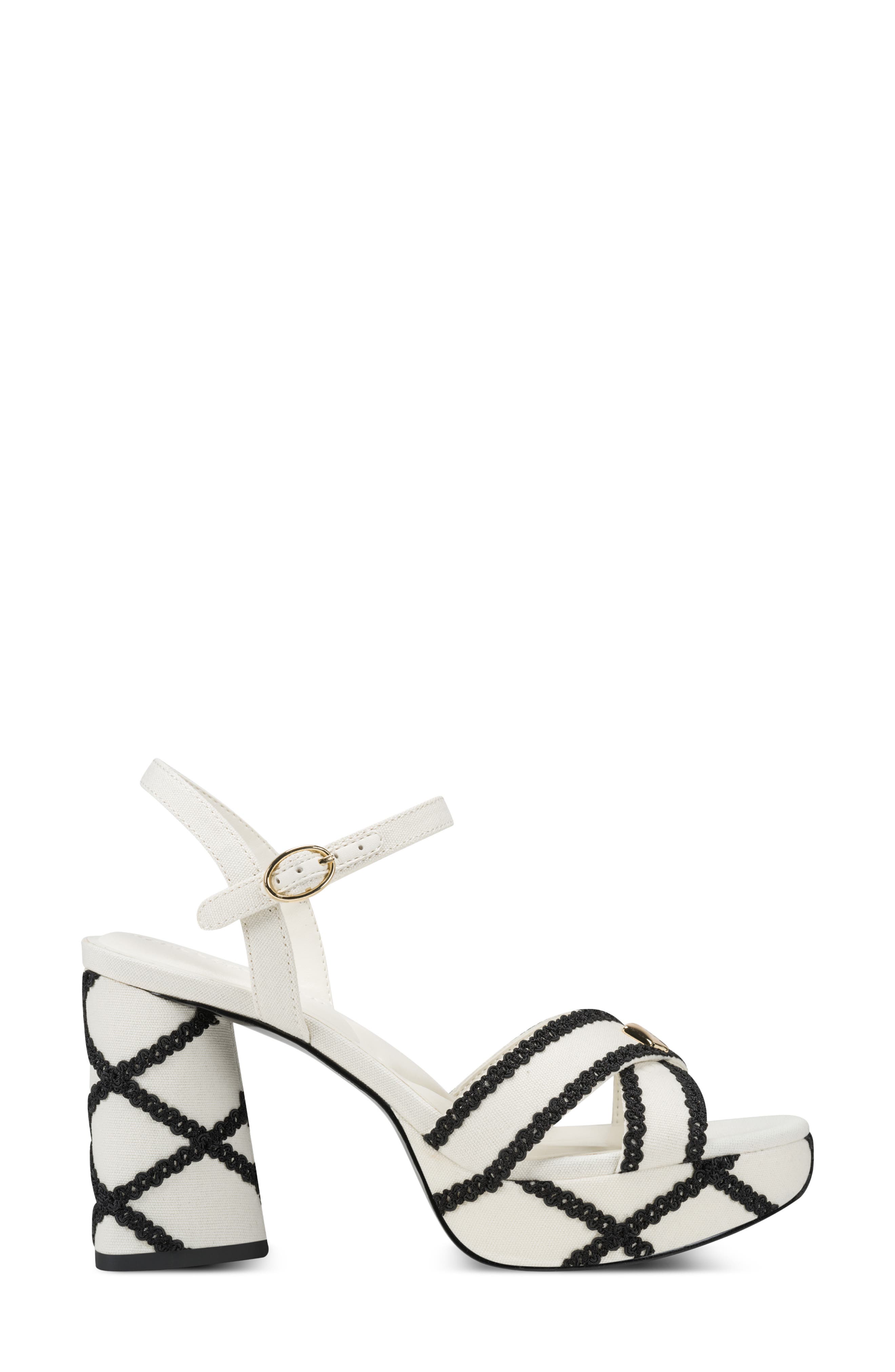 KARL LAGERFELD PARIS Hickory Stitch Platform Sandal, Alternate, color, Cream