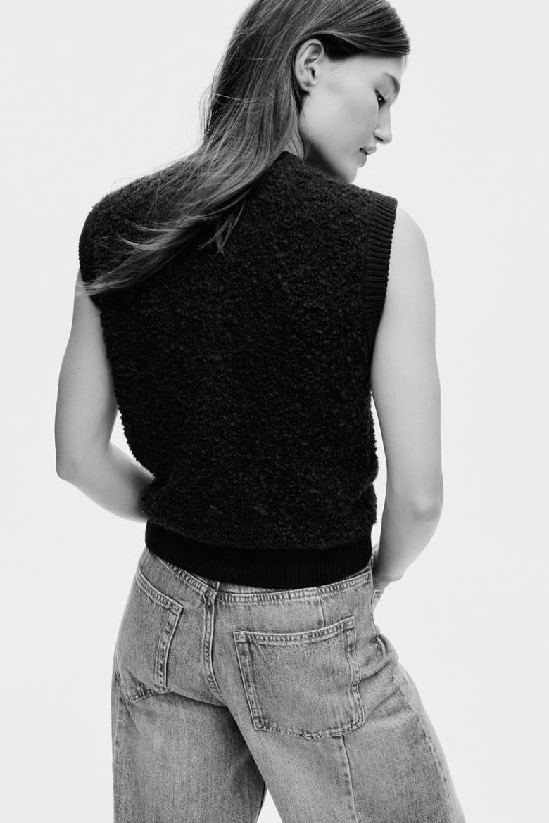 Bouclé-knit Waistcoat, Alternate, color, Navy blue