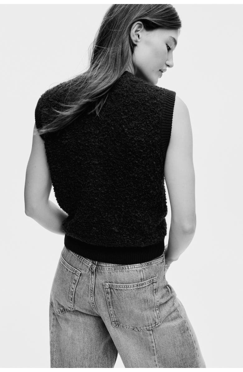 H&M Bouclé-knit Waistcoat, Alternate, color, Navy Blue