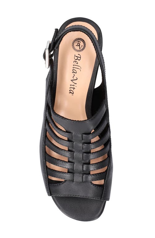 Bella Vita Yakira Strappy Wedge Sandal In Black Leather
