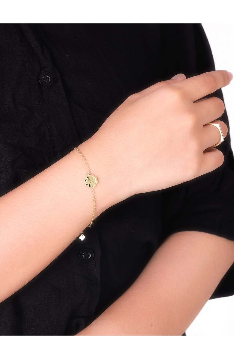 DEVATA Clover Heart Chain Bracelet in 14K Gold, Alternate, color, Yellow Gold