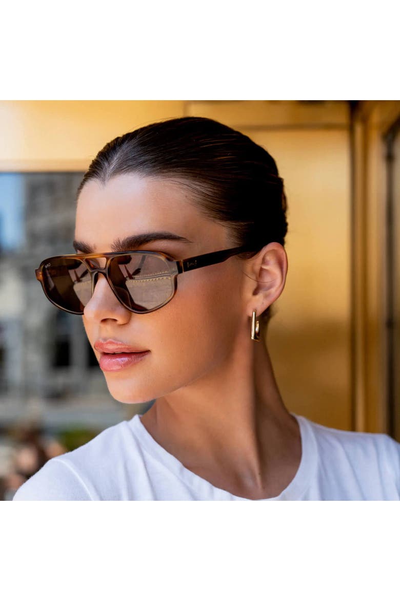 Brooklyn - 56mm Double Bridge Aviator Polarized Sunglasses, Alternate, color, Golden Brown Grain