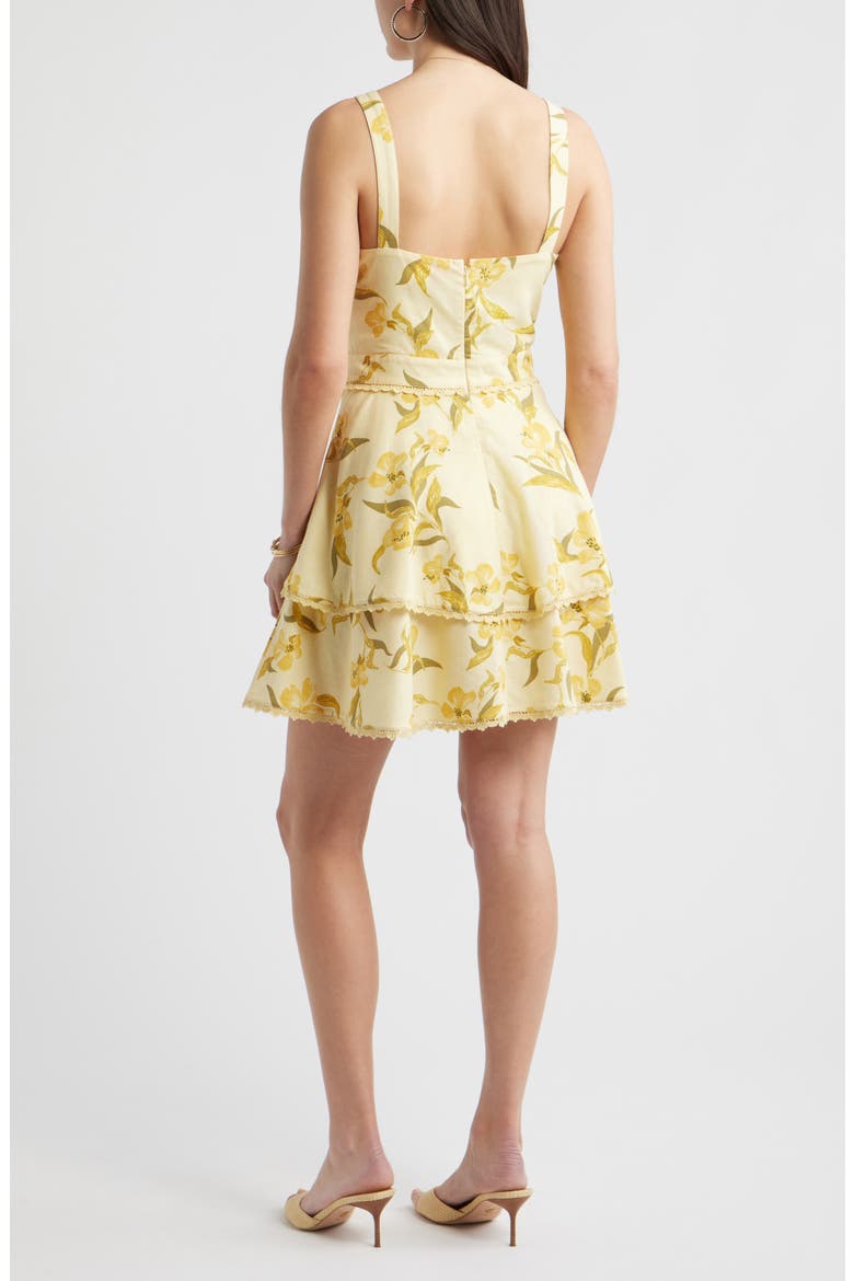 Lace Detail Floral Tiered Minidress, Alternate, color, YELLOW POPPY PLAY