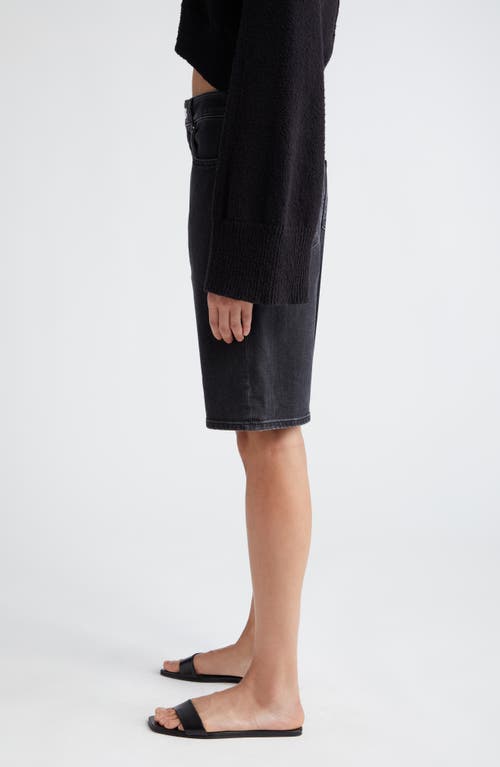 Loulou De Saison Isu Organic Cotton Denim Shorts In Black