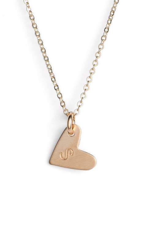 14k-Gold Fill Initial Mini Heart Pendant Necklace