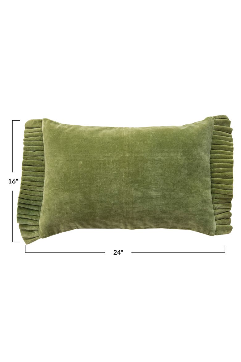 Velvet Ruffle-Edged Lumbar Pillow, Alternate, color, Green