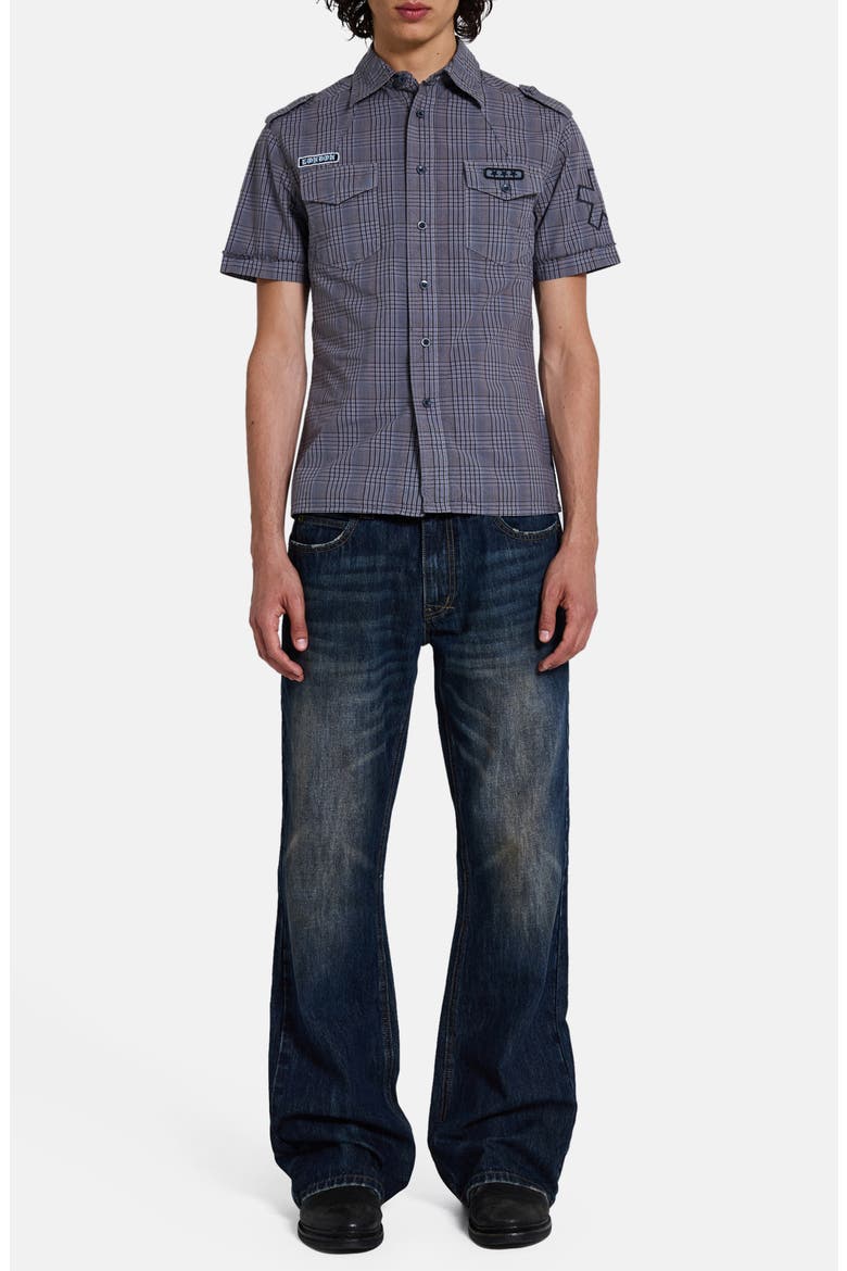 Scout Check Short Sleeve Button-Up Shirt, Alternate, color, GREY