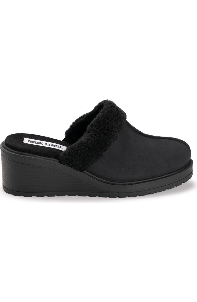 MUK LUKS Sophia Faux Fur Trim Mule, Alternate, color, Black