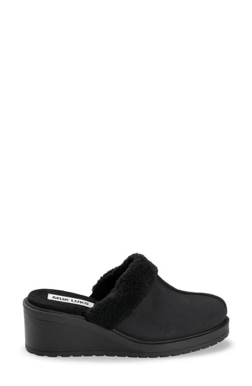 Muk Luks Sophia Faux Fur Trim Mule In Black