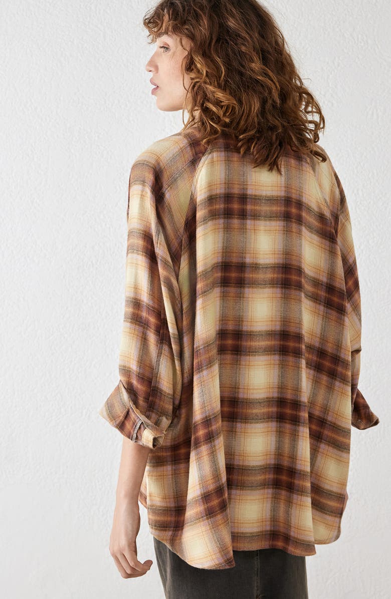 BDG Urban Outfitters Brendon Plaid High-Low Hem Button-Up Shirt, Alternate, color,