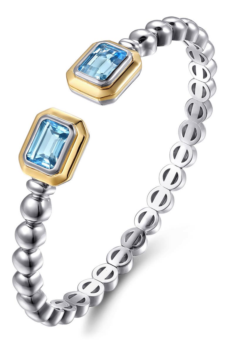 Bujukan 14k Gold & Sterling Silver Blue Topaz Bangle, Alternate, color, STERLING / 14K/ BLUE TOPAZ