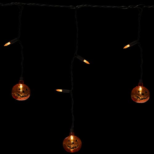Northlight Led Lighted Pumpkin Halloween Curtain Icicle Lights In Multi