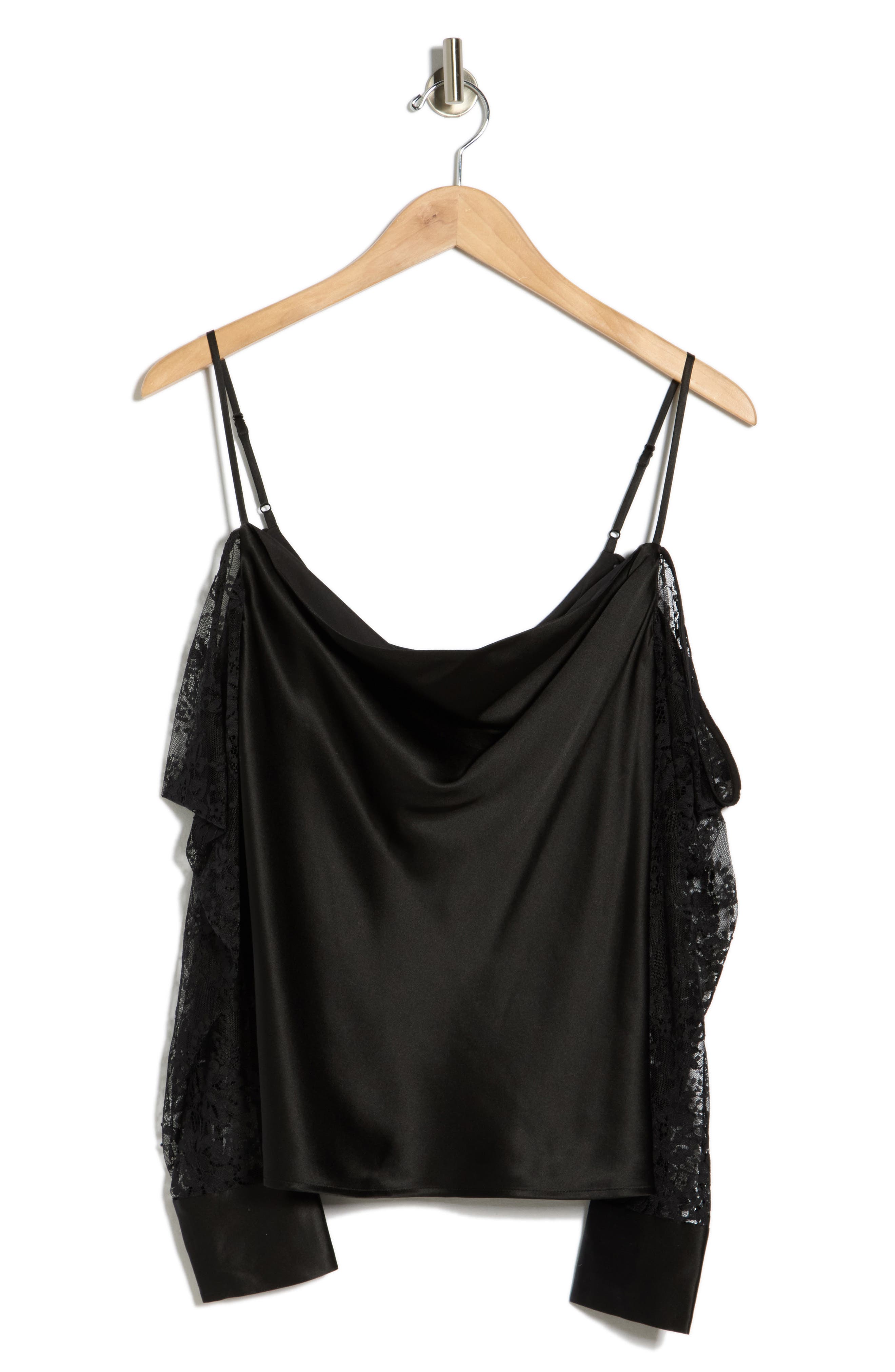 L'AGENCE Zion Cold Shoulder Lace Panel Silk Top