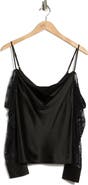 L'AGENCE Zion Cold Shoulder Lace Panel Silk Top