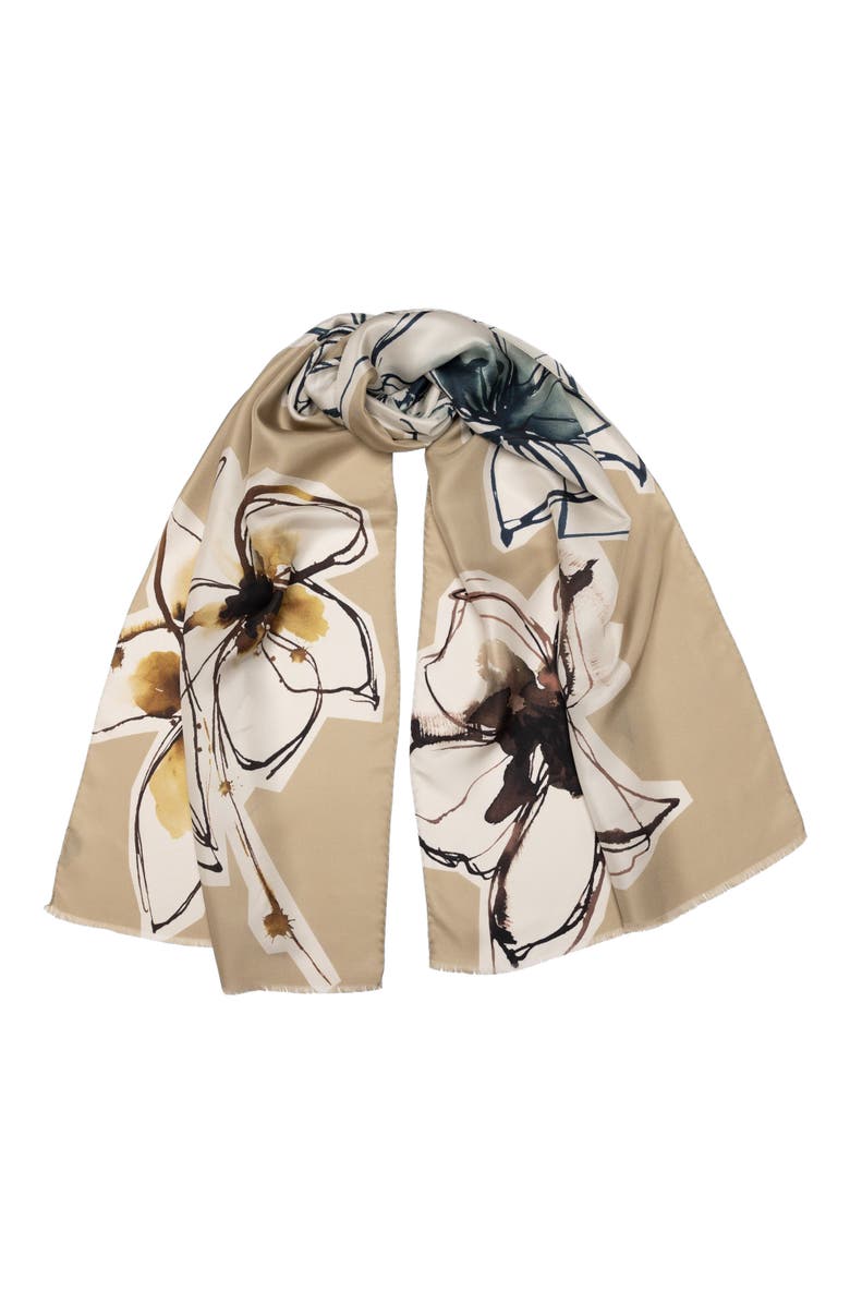 Elizabetta Mara - Long Silk Scarf for Women, Main, color, Beige