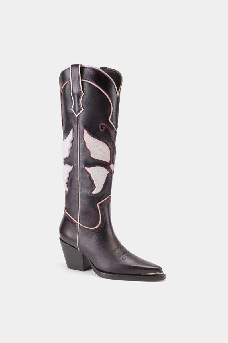 Leather Western Boots Gaela, Alternate, color, Burgundy