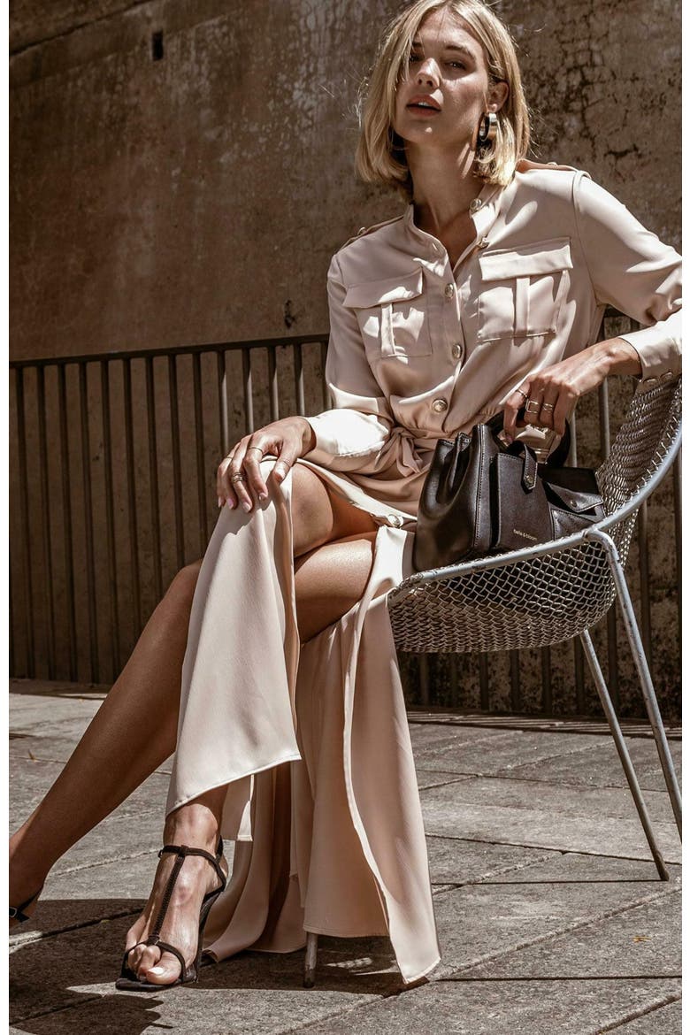 Lover To Lover Maxi Shirt Dress, Alternate, color, Champagne