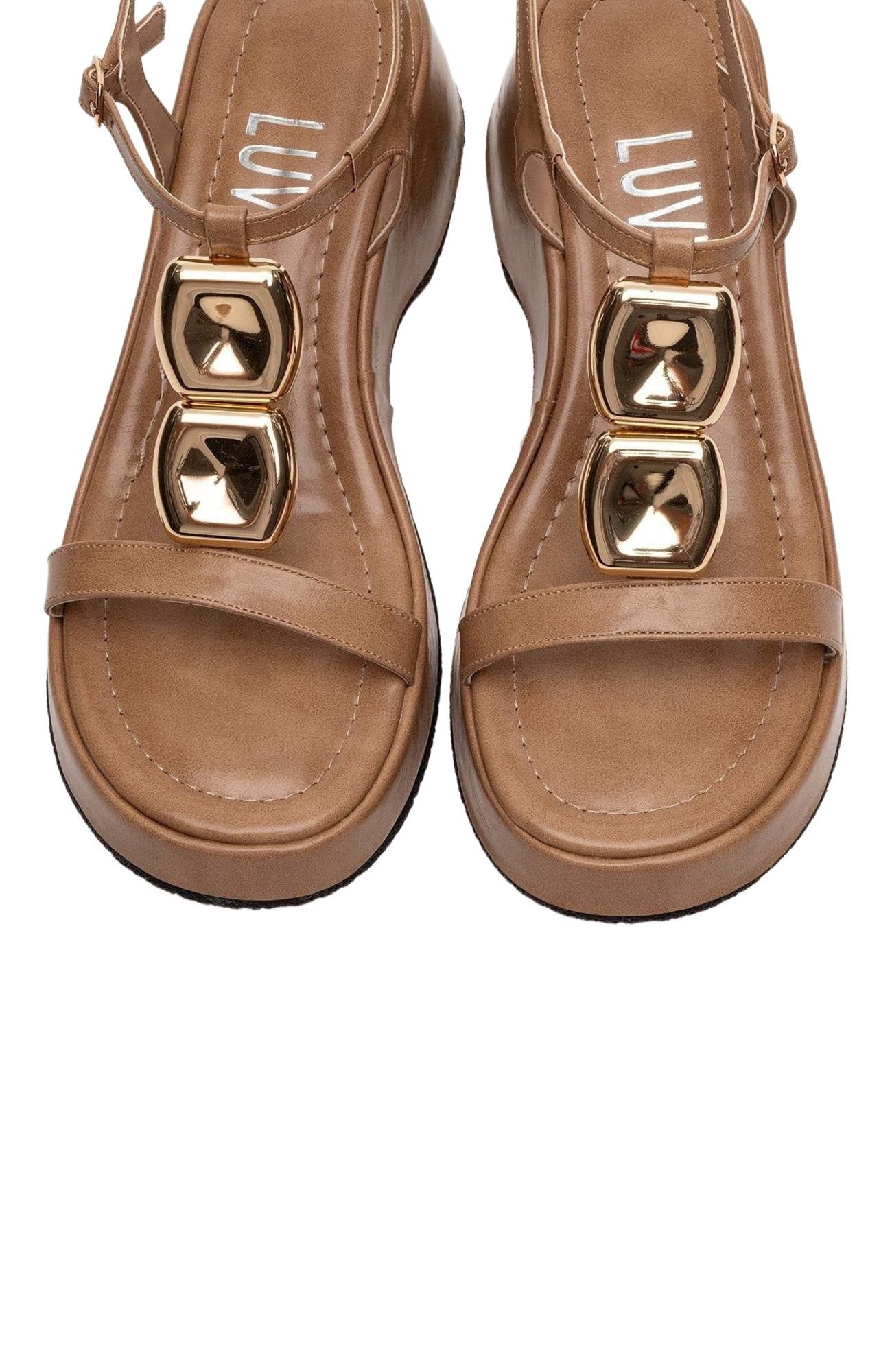 Prologue Shoes Kerry Buckle Platform Sandal, Alternate, color, Dark Beige Faux Leather