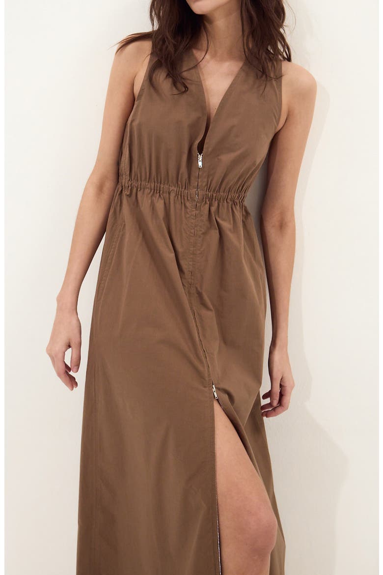 Rubbens Front Zip Sleeveless Maxi Dress, Alternate, color, CHOCOLATE