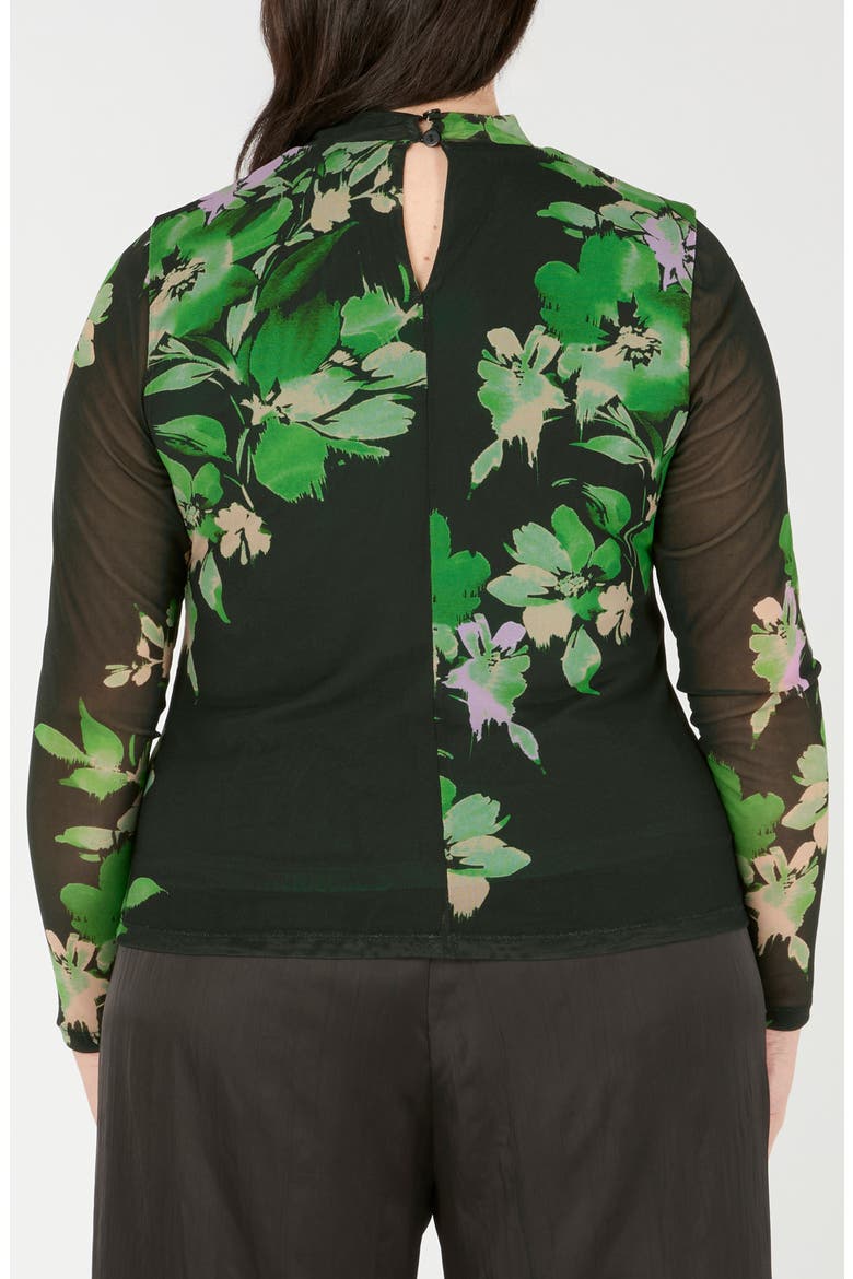 Fiora Floral Print Mesh Top, Alternate, color, IVY FLEUR