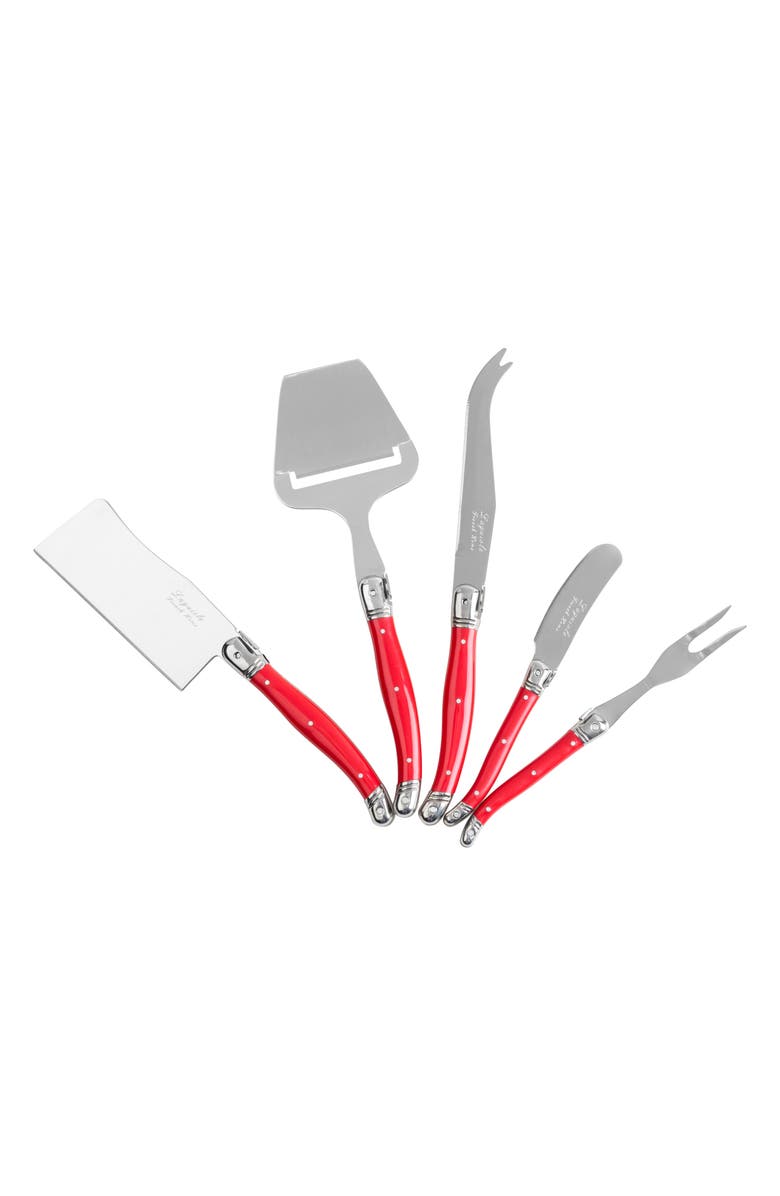 FRENCH HOME 5-Piece Assorted Cheese Knife Set, Alternate, color, Red
