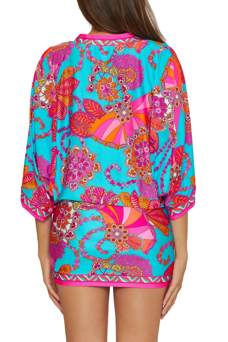 Meilani Print Cover-Up Minidress, Alternate, color, BLUE MULTI