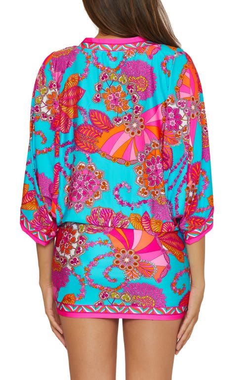 Trina Turk Meilani Print Cover-up Minidress In Blue Multi