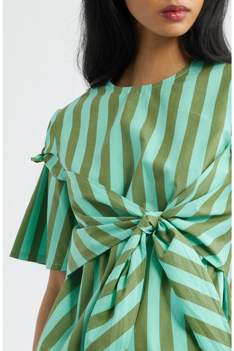 Estelle Stripe Tie Waist Top, Alternate, color, AQUA