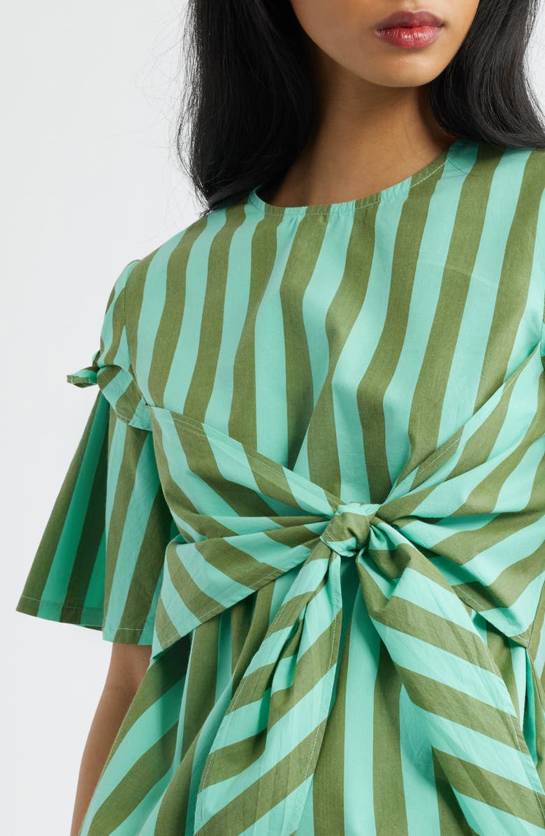 Damson Madder Estelle Stripe Tie Waist Top, Alternate, color, Aqua