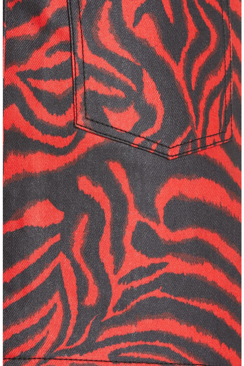 Zebra Print Denim Skirt, Alternate, color, RED ZEBRA
