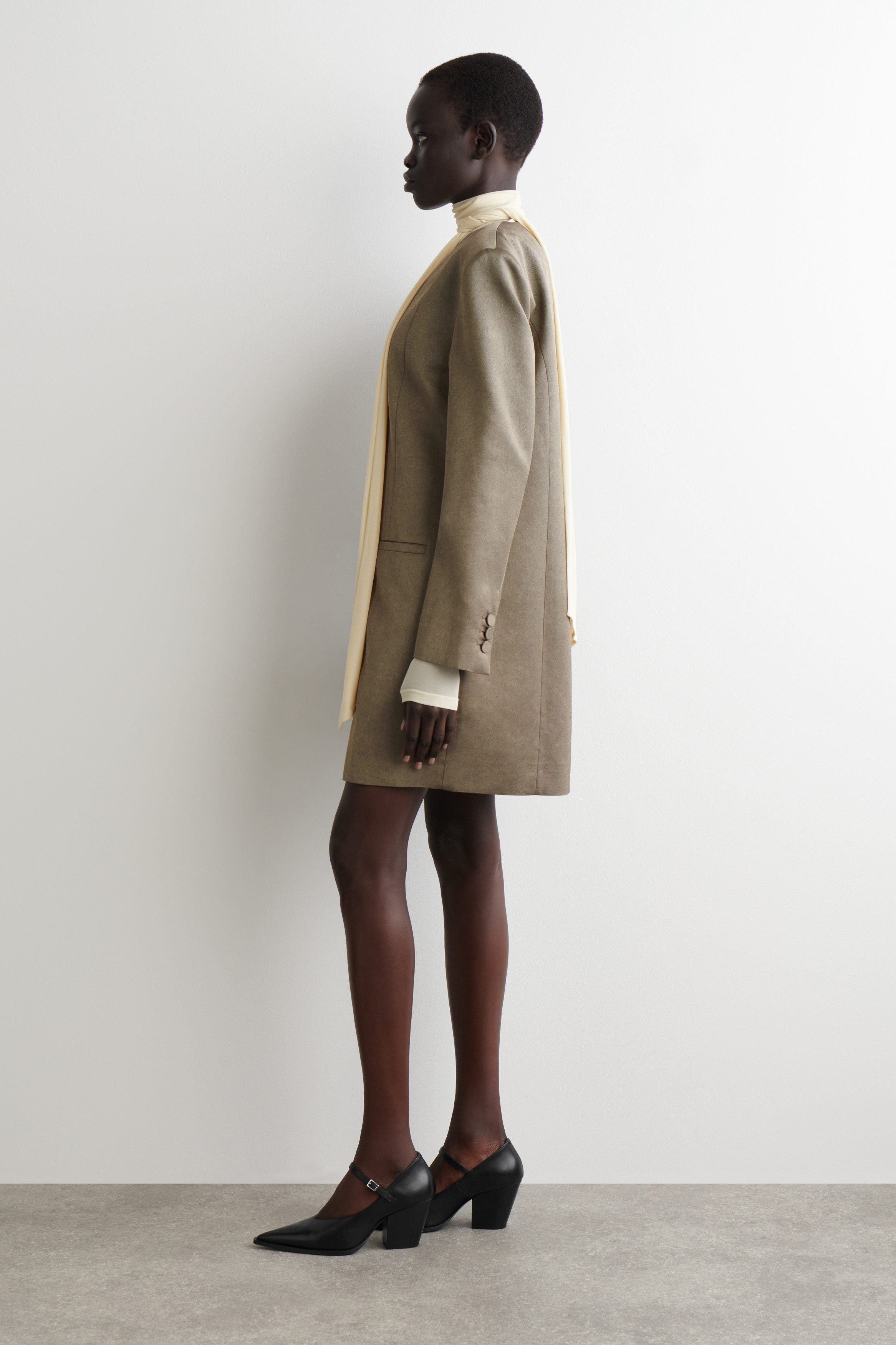 Metallized Wool-Blend Tuxedo Dress - image 2