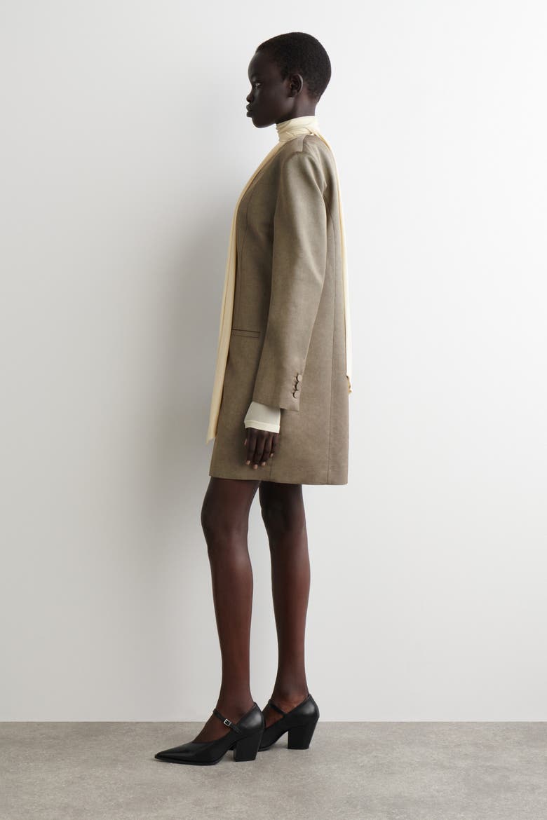 Metallized Wool-Blend Tuxedo Dress, Alternate, color, BRONZE