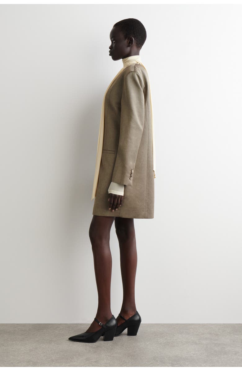 COS Metallized Wool-Blend Tuxedo Dress, Alternate, color, Bronze