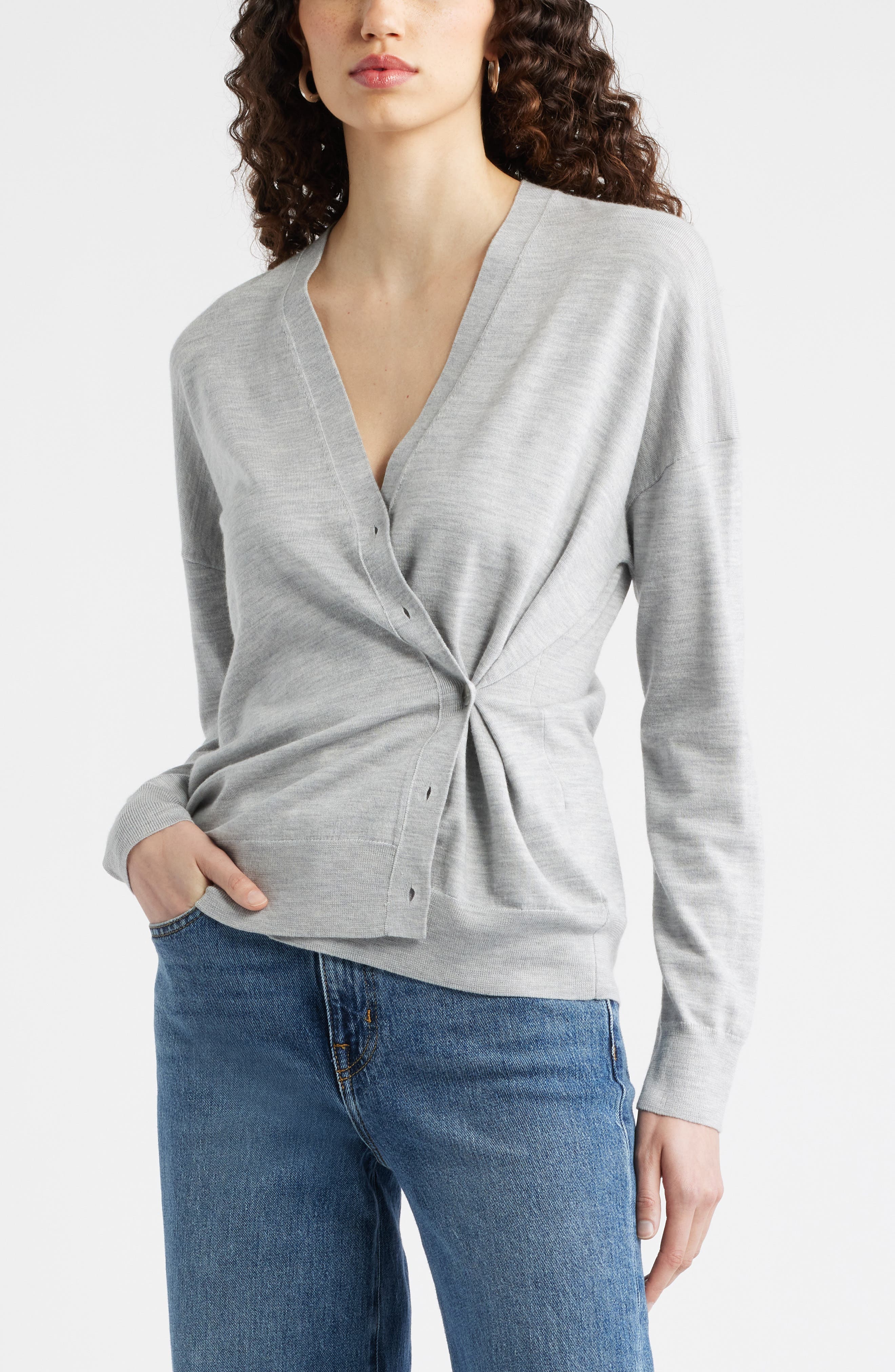 Asymmetrical Wool Blend Cardigan