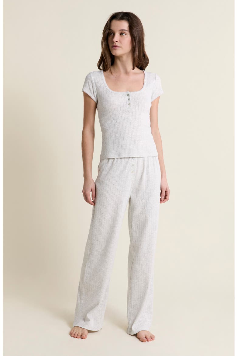 Katell Pointelle Cotton Pajama Pants, Alternate, color, GREY