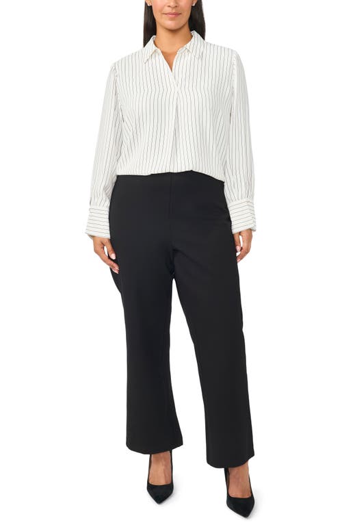 Halogenr Halogen(r) Striped V-neck Collared Blouse In Multi
