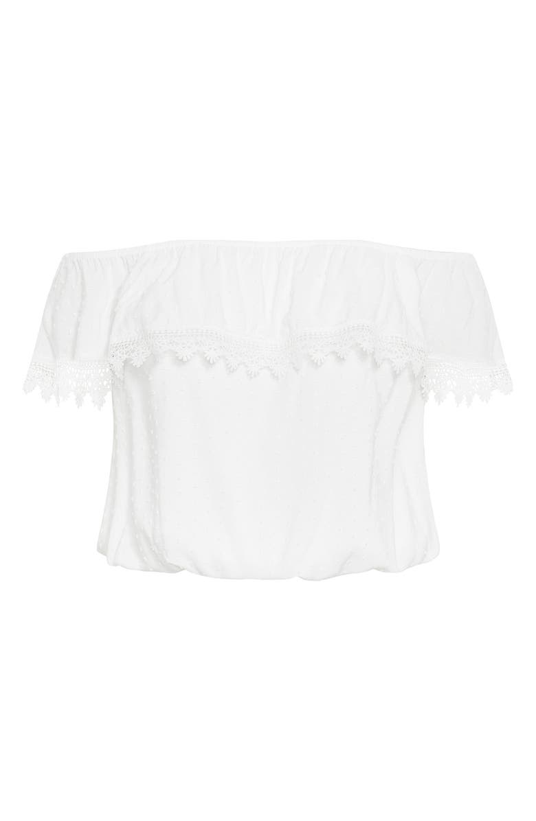 City Chic Sara Off the Shoulder Short Sleeve Top, Alternate, color, Ivory